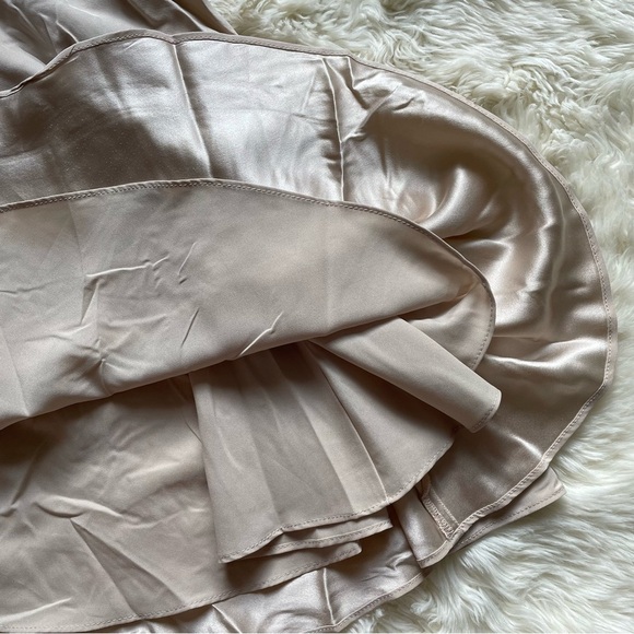 Amanda Uprichard Dress Tate Cold Shoulder Fit & Flare 100% Silk Bone Nude P - Picture 7 of 16